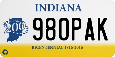 IN license plate 980PAK