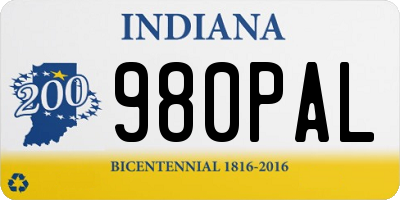 IN license plate 980PAL