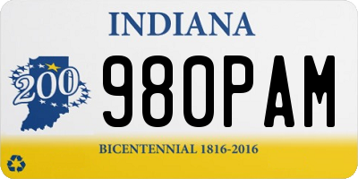IN license plate 980PAM