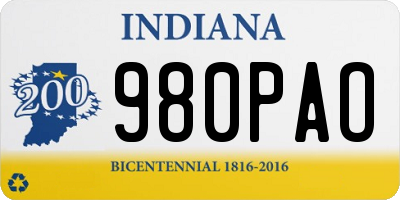 IN license plate 980PAO