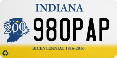 IN license plate 980PAP