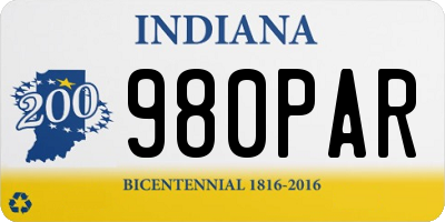 IN license plate 980PAR