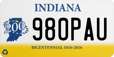 IN license plate 980PAU