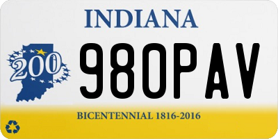 IN license plate 980PAV