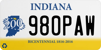 IN license plate 980PAW