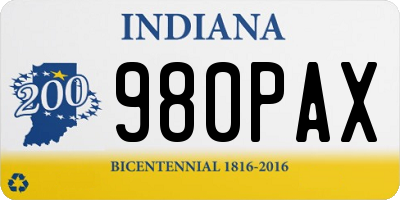 IN license plate 980PAX