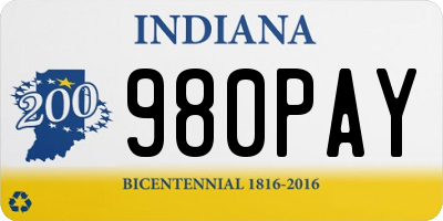 IN license plate 980PAY
