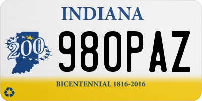 IN license plate 980PAZ