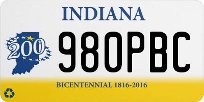 IN license plate 980PBC