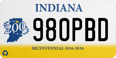 IN license plate 980PBD