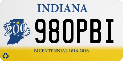 IN license plate 980PBI