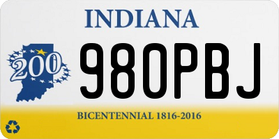 IN license plate 980PBJ