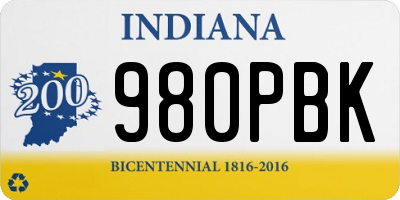 IN license plate 980PBK