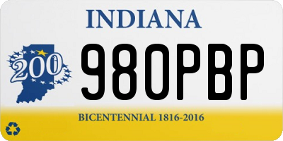IN license plate 980PBP