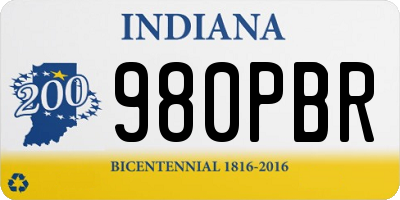IN license plate 980PBR