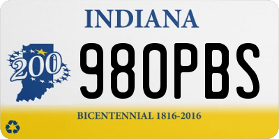 IN license plate 980PBS