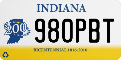 IN license plate 980PBT