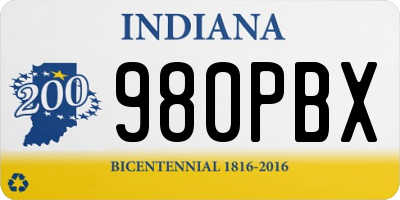 IN license plate 980PBX