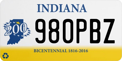 IN license plate 980PBZ