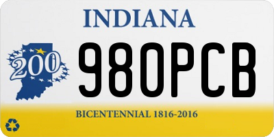 IN license plate 980PCB