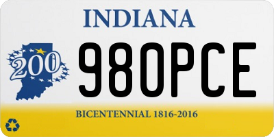 IN license plate 980PCE