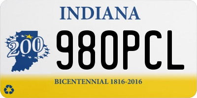 IN license plate 980PCL