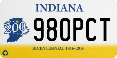 IN license plate 980PCT
