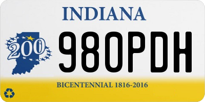 IN license plate 980PDH