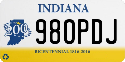 IN license plate 980PDJ