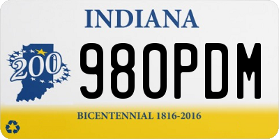 IN license plate 980PDM