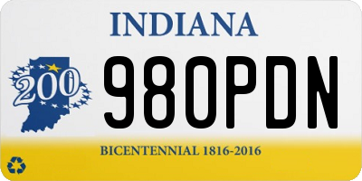 IN license plate 980PDN