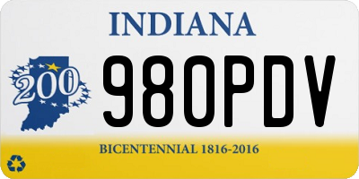 IN license plate 980PDV
