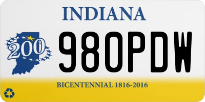 IN license plate 980PDW
