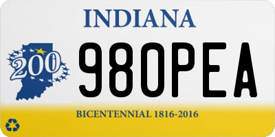 IN license plate 980PEA