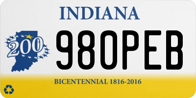 IN license plate 980PEB