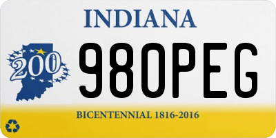 IN license plate 980PEG