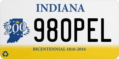 IN license plate 980PEL