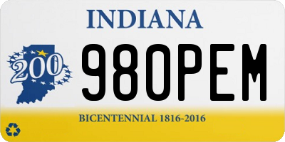 IN license plate 980PEM