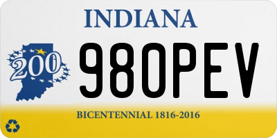 IN license plate 980PEV