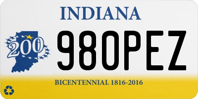 IN license plate 980PEZ