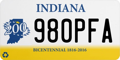 IN license plate 980PFA