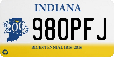 IN license plate 980PFJ