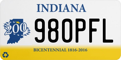 IN license plate 980PFL