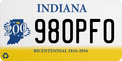 IN license plate 980PFO