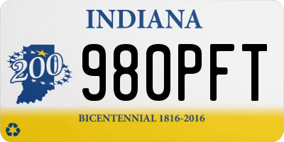 IN license plate 980PFT