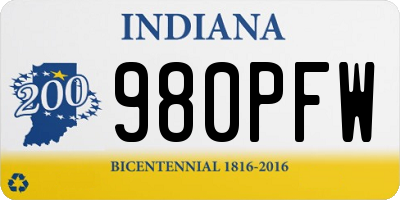 IN license plate 980PFW