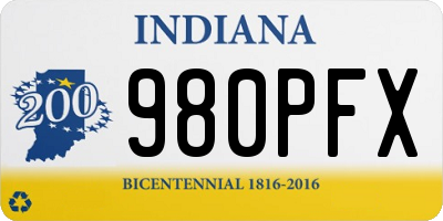 IN license plate 980PFX