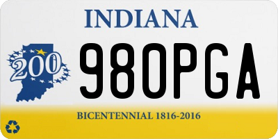 IN license plate 980PGA