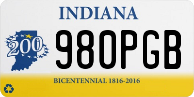 IN license plate 980PGB