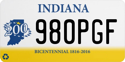 IN license plate 980PGF